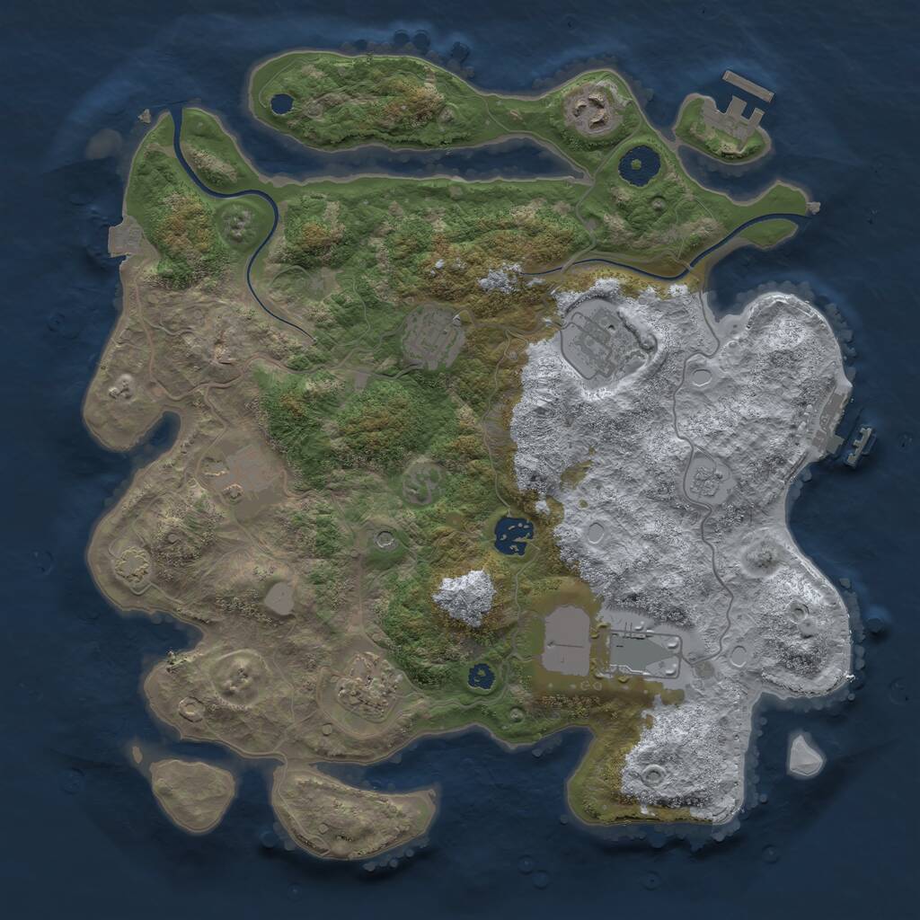 Rust Map: Procedural Map, Size: 3500, Seed: 1462939625, 13 Monuments