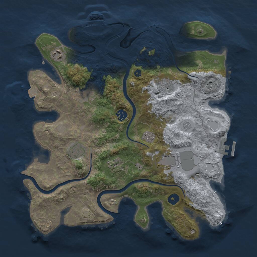 Rust Map: Procedural Map, Size: 3500, Seed: 34532, 14 Monuments