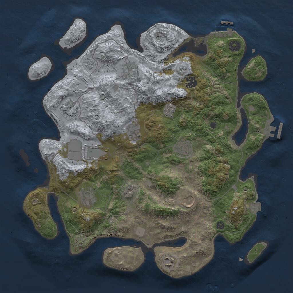 Rust Map: Procedural Map, Size: 3700, Seed: 717540, 16 Monuments