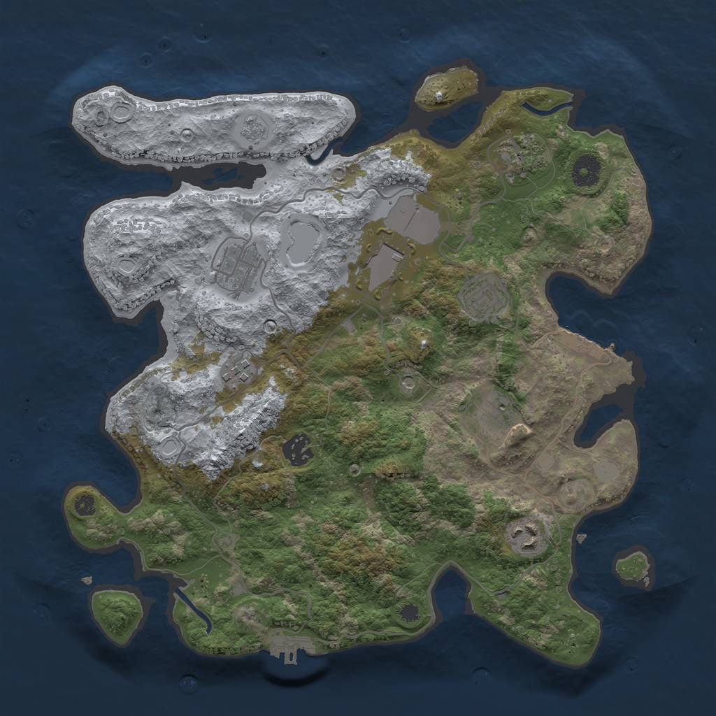 Rust Map: Procedural Map, Size: 3500, Seed: 987554621, 15 Monuments