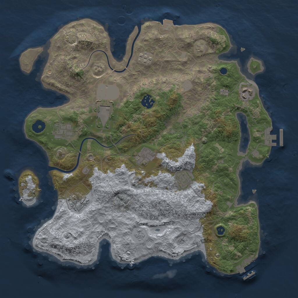 Rust Map: Procedural Map, Size: 3500, Seed: 2019362633, 14 Monuments