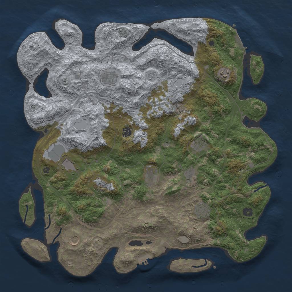 Rust Map: Procedural Map, Size: 4500, Seed: 303736706, 20 Monuments