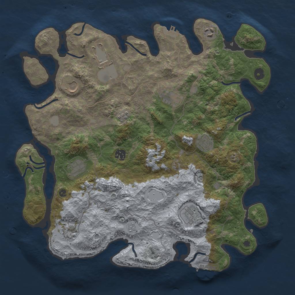 Rust Map: Procedural Map, Size: 4000, Seed: 7137, 19 Monuments