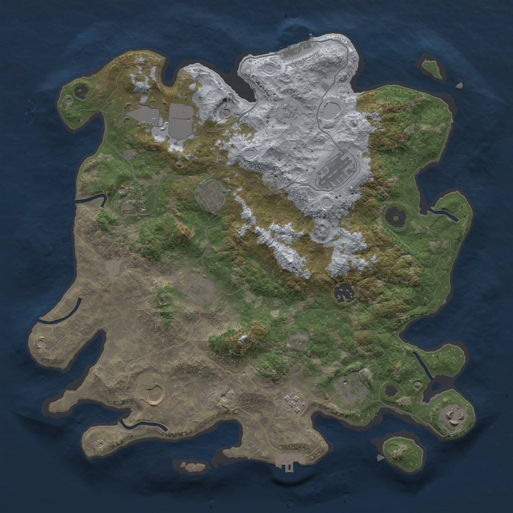 Rust Map: Procedural Map, Size: 3800, Seed: 169815, 19 Monuments