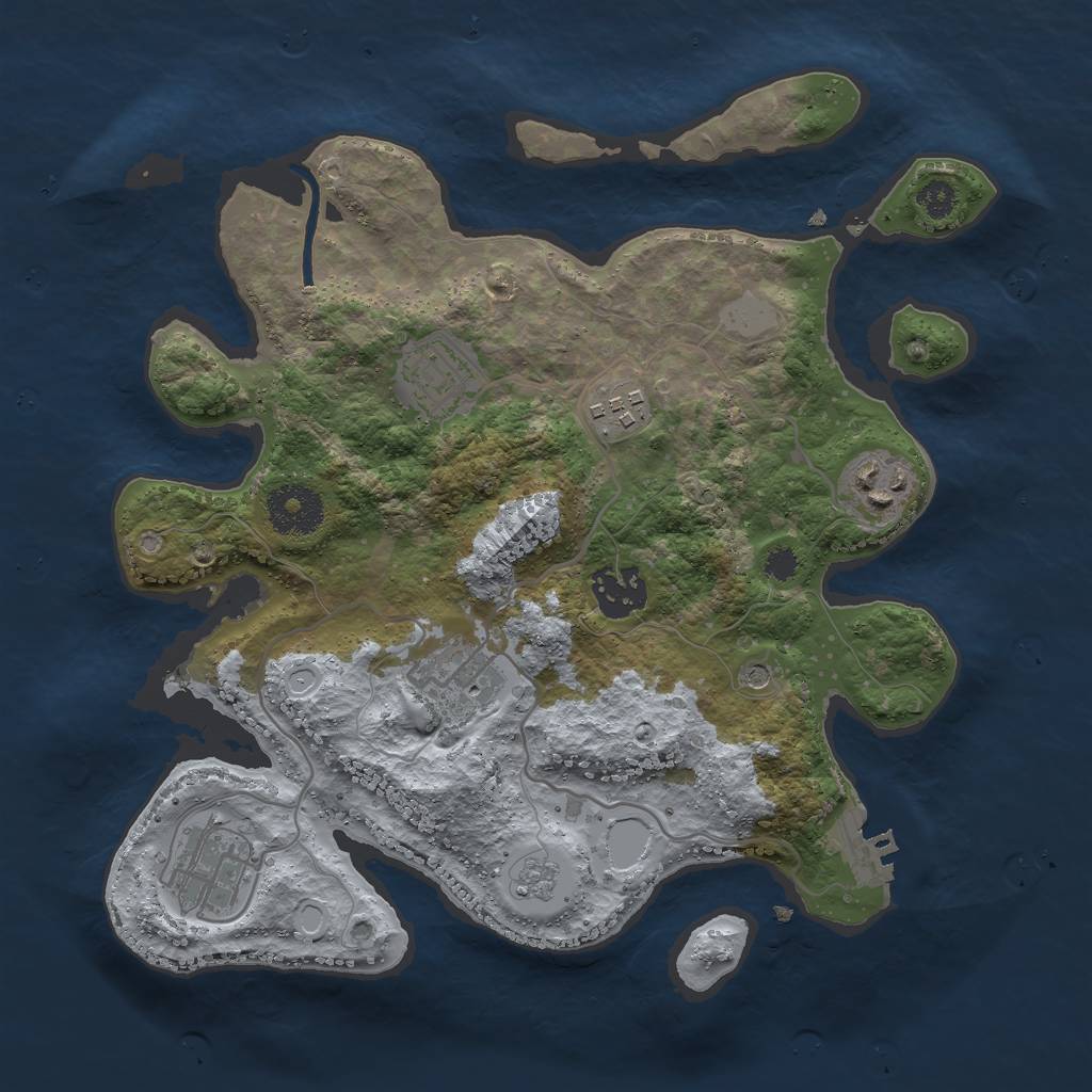 Rust Map: Procedural Map, Size: 3000, Seed: 69825566, 14 Monuments