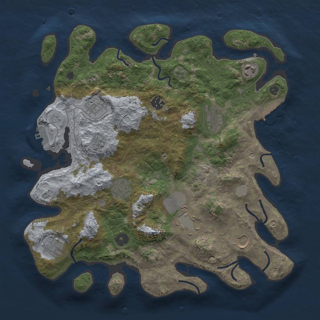 Rust Map: Procedural Map, Size: 3700, Seed: 13915, 18 Monuments