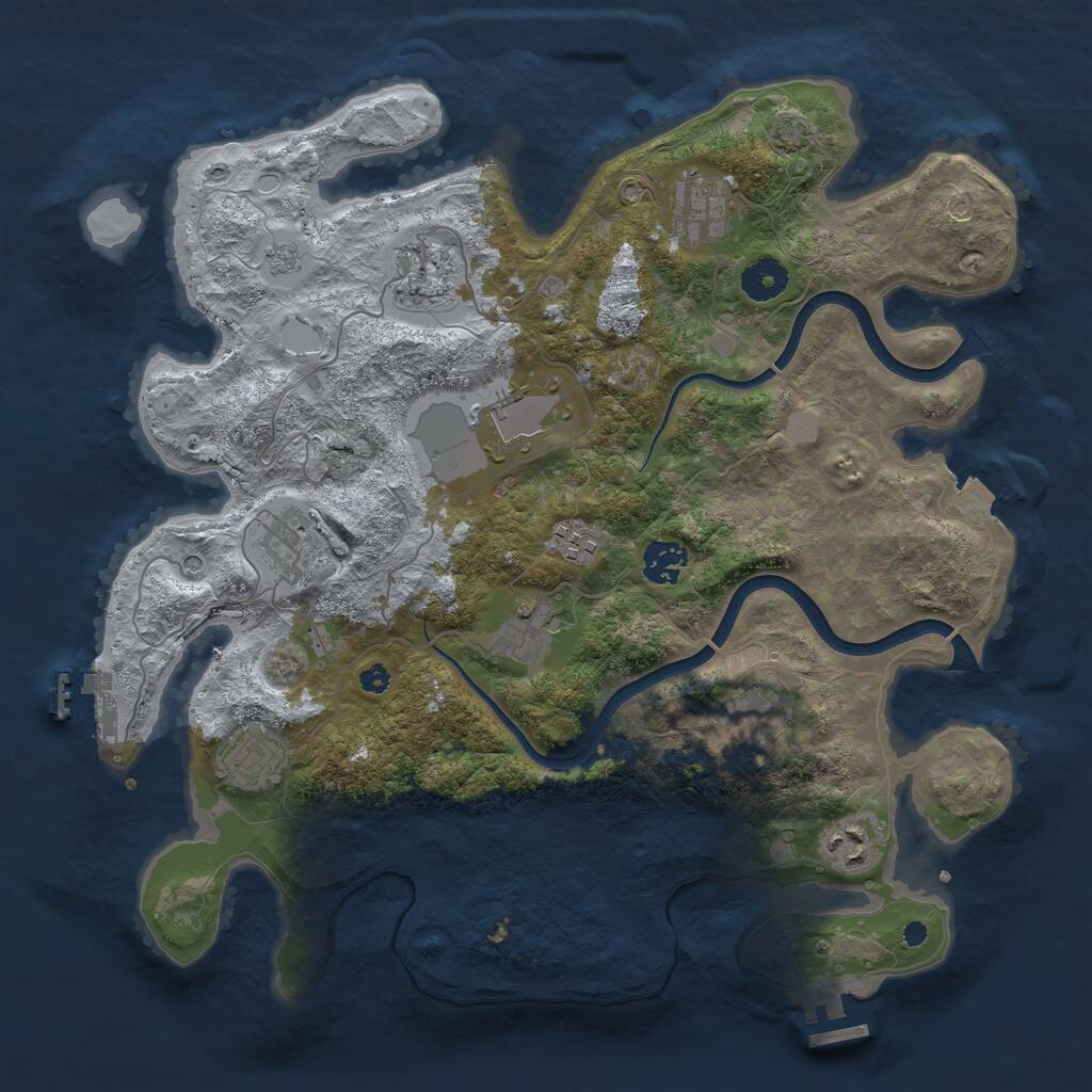 Rust Map: Procedural Map, Size: 3700, Seed: 961016, 16 Monuments