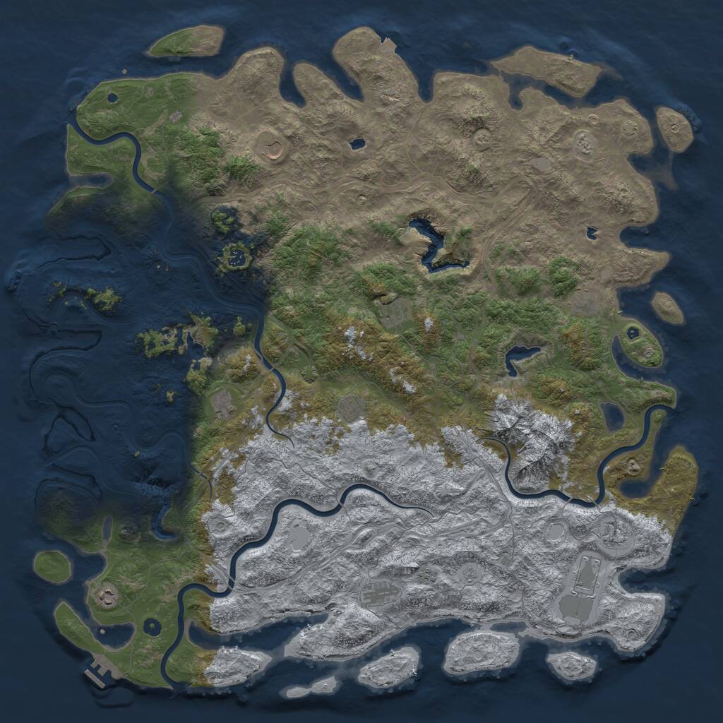 Rust Map: Procedural Map, Size: 6000, Seed: 9067438, 17 Monuments