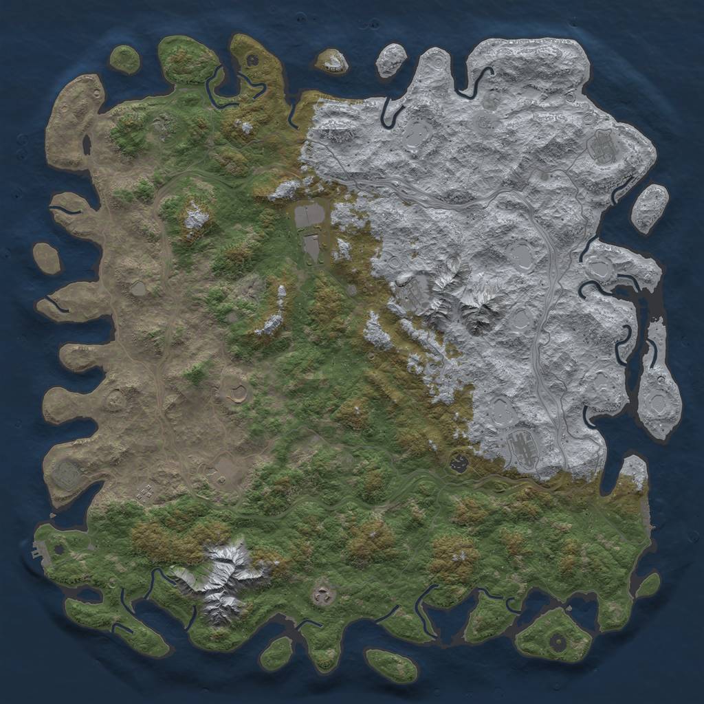 Rust Map: Procedural Map, Size: 6000, Seed: 5486, 20 Monuments