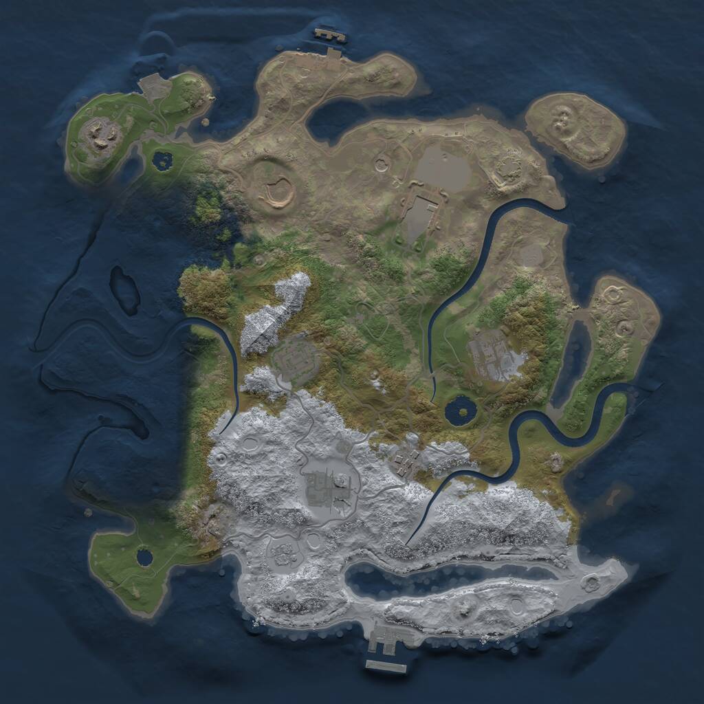 Rust Map: Procedural Map, Size: 3500, Seed: 921633734, 13 Monuments