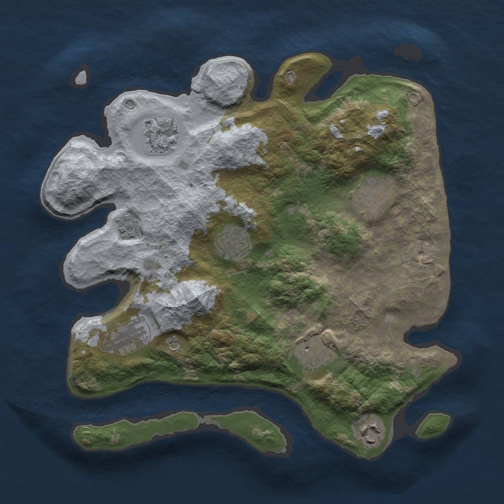 Rust Map: Barren, Size: 3250, Seed: 379675242, 10 Monuments