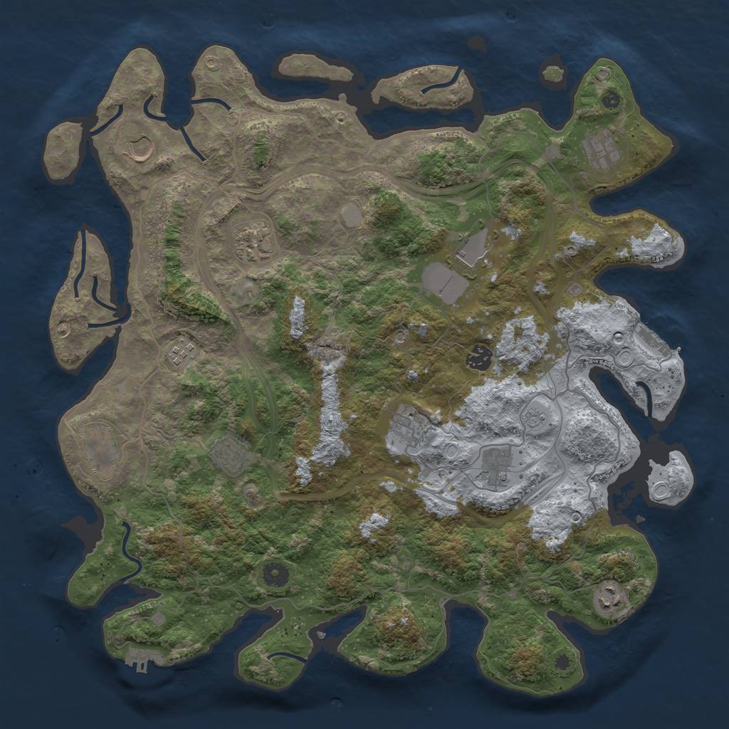 Rust Map: Procedural Map, Size: 4250, Seed: 608456279, 20 Monuments