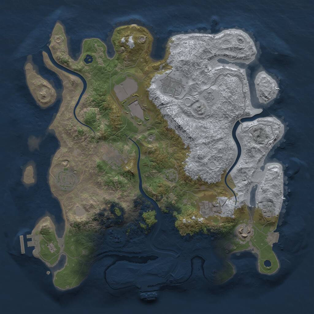 Rust Map: Procedural Map, Size: 3500, Seed: 6941, 13 Monuments