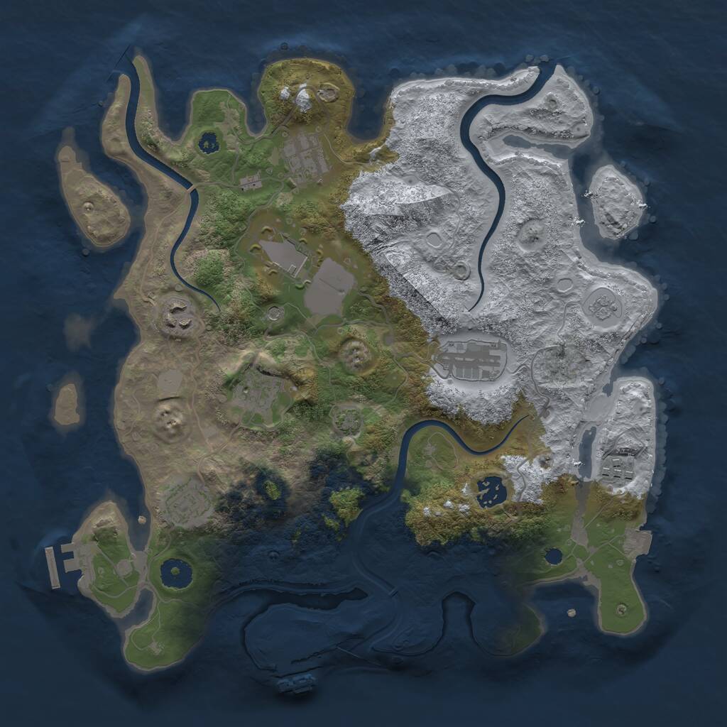 Rust Map: Procedural Map, Size: 3500, Seed: 6941, 14 Monuments
