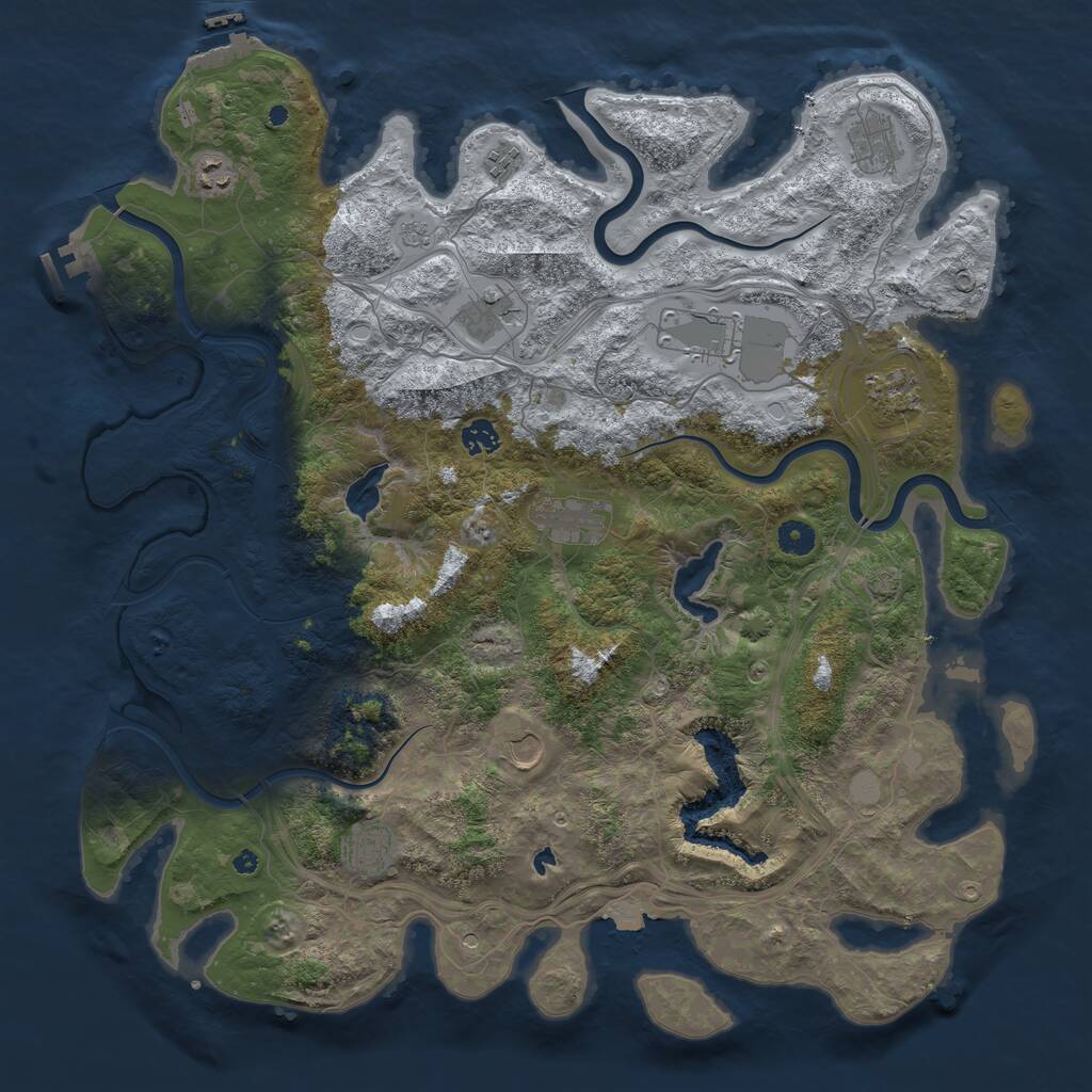 Rust Map: Procedural Map, Size: 4500, Seed: 61437453, 16 Monuments