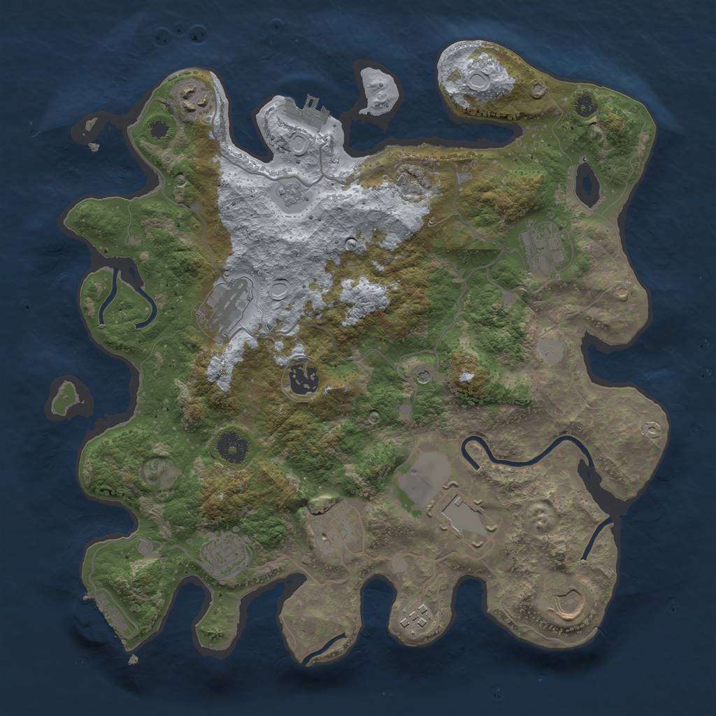 Rust Map: Procedural Map, Size: 3500, Seed: 822349345, 18 Monuments