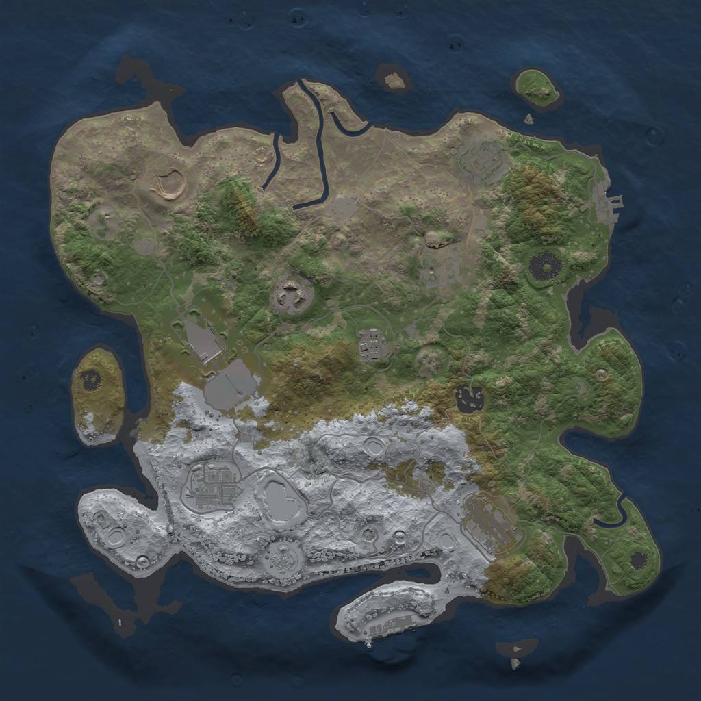 Rust Map: Procedural Map, Size: 3500, Seed: 1071581149, 18 Monuments