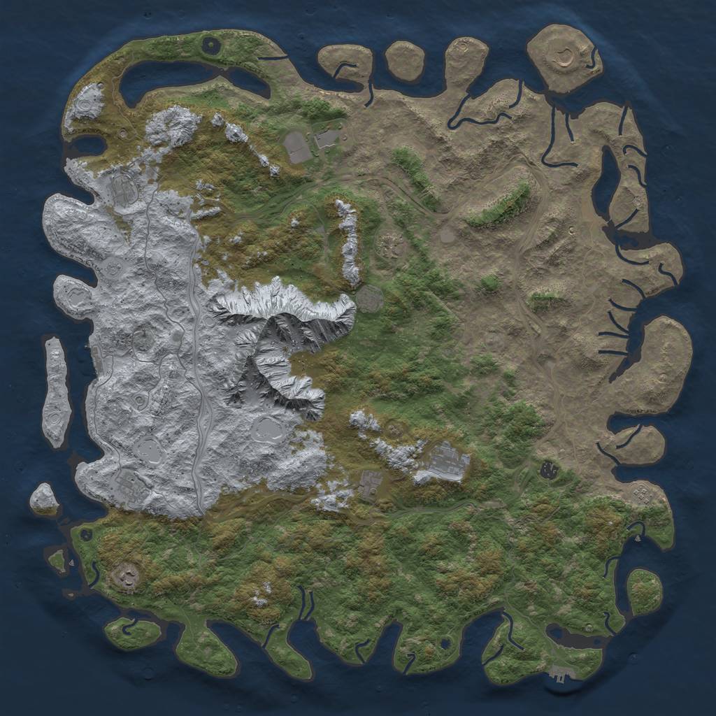 Rust Map: Procedural Map, Size: 6000, Seed: 119936877, 18 Monuments