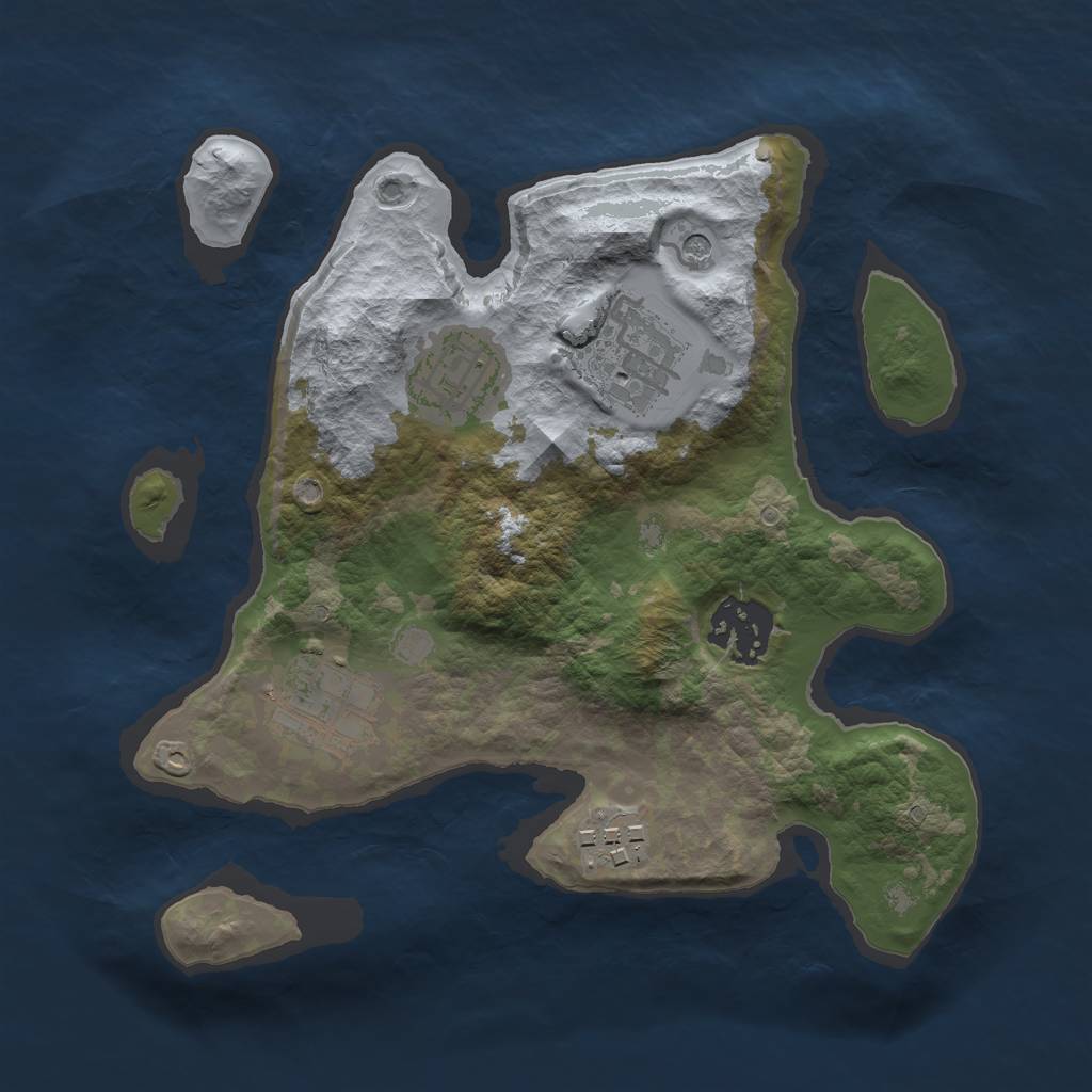 Rust Map: Barren, Size: 2500, Seed: 1606363485, 8 Monuments