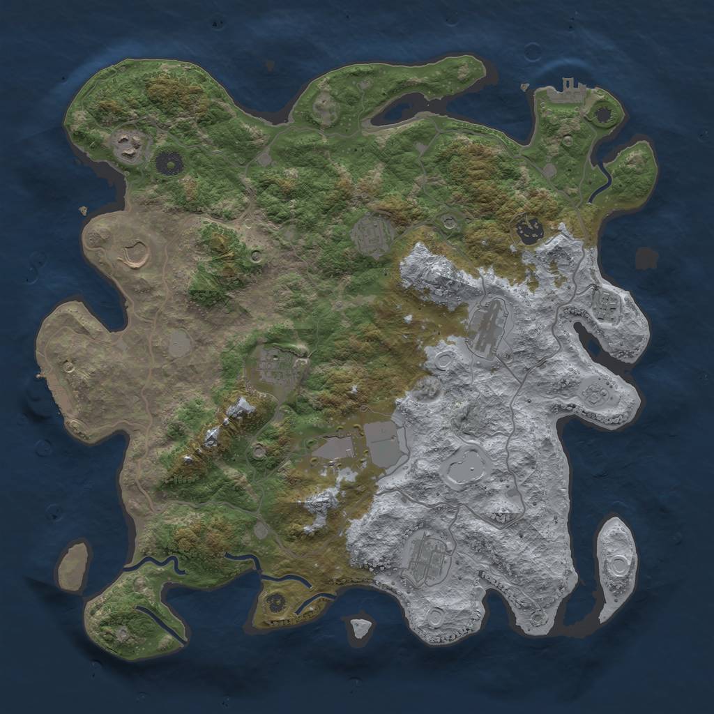 Rust Map: Procedural Map, Size: 4000, Seed: 377642, 18 Monuments