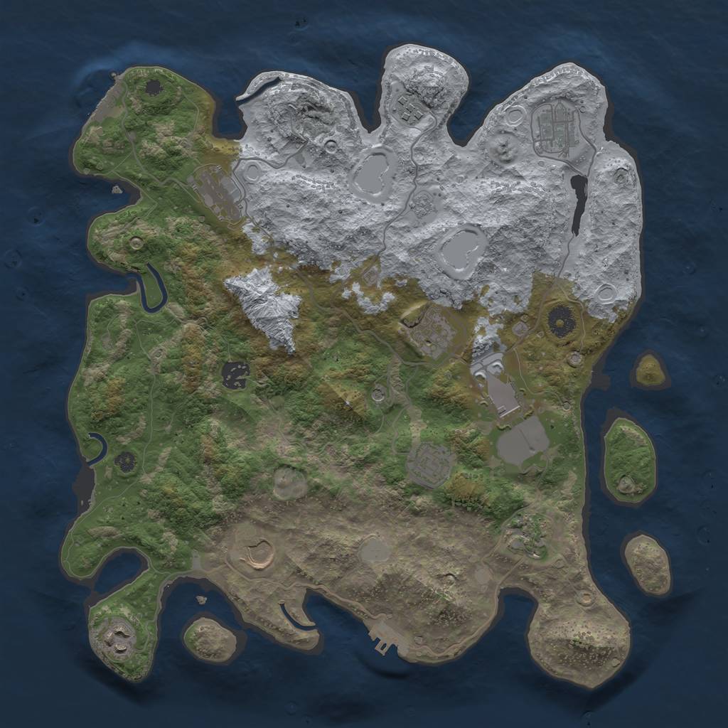 Rust Map: Procedural Map, Size: 3750, Seed: 216432245, 19 Monuments