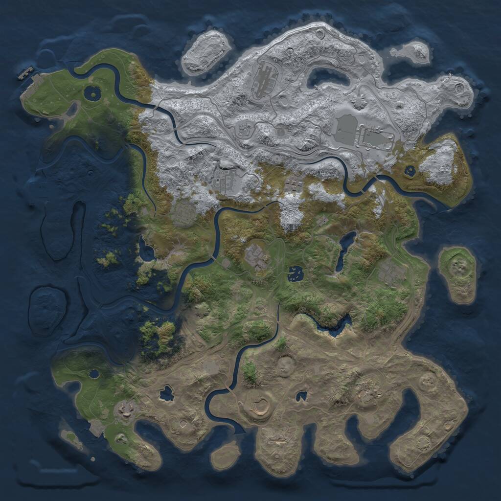 Rust Map: Procedural Map, Size: 4500, Seed: 1146854506, 17 Monuments