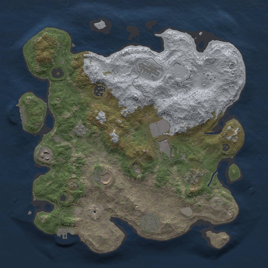 Rust Map: Procedural Map, Size: 3500, Seed: 1897794741, 17 Monuments