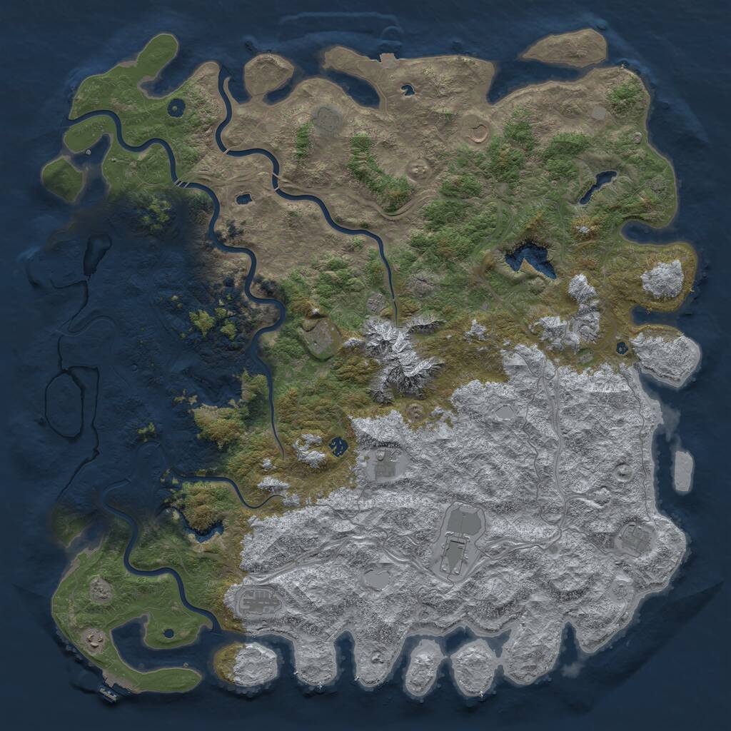Rust Map: Procedural Map, Size: 6000, Seed: 1650, 17 Monuments