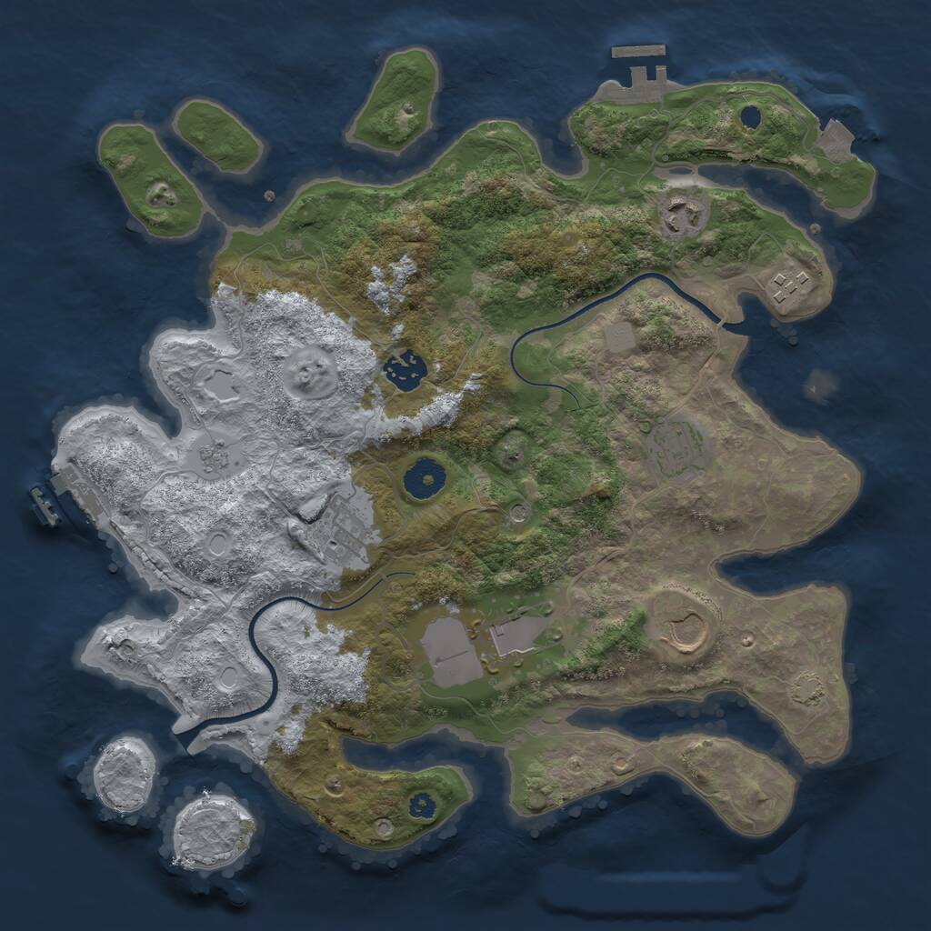 Rust Map: Procedural Map, Size: 3500, Seed: 115917535, 13 Monuments