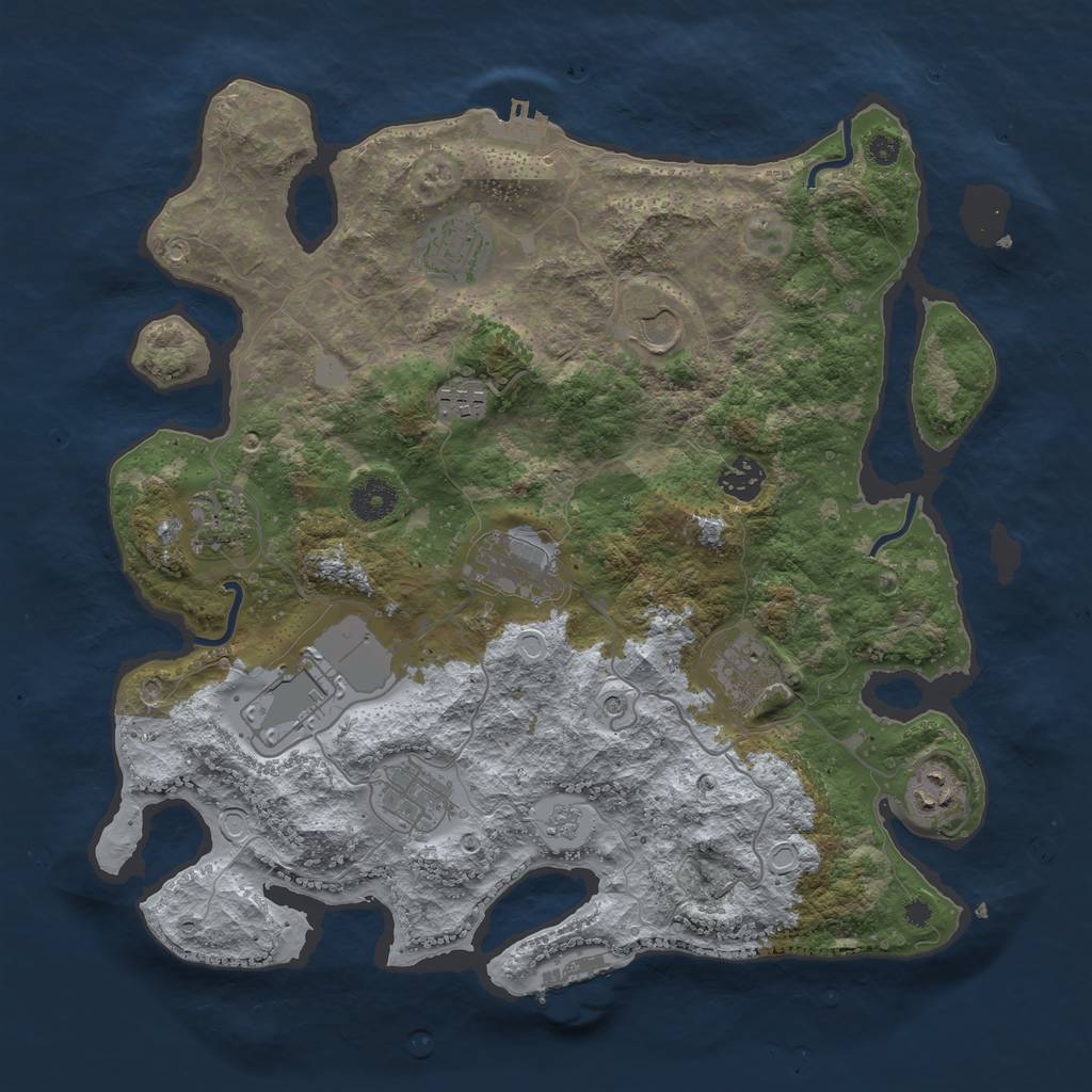 Rust Map: Procedural Map, Size: 3700, Seed: 842501568, 19 Monuments