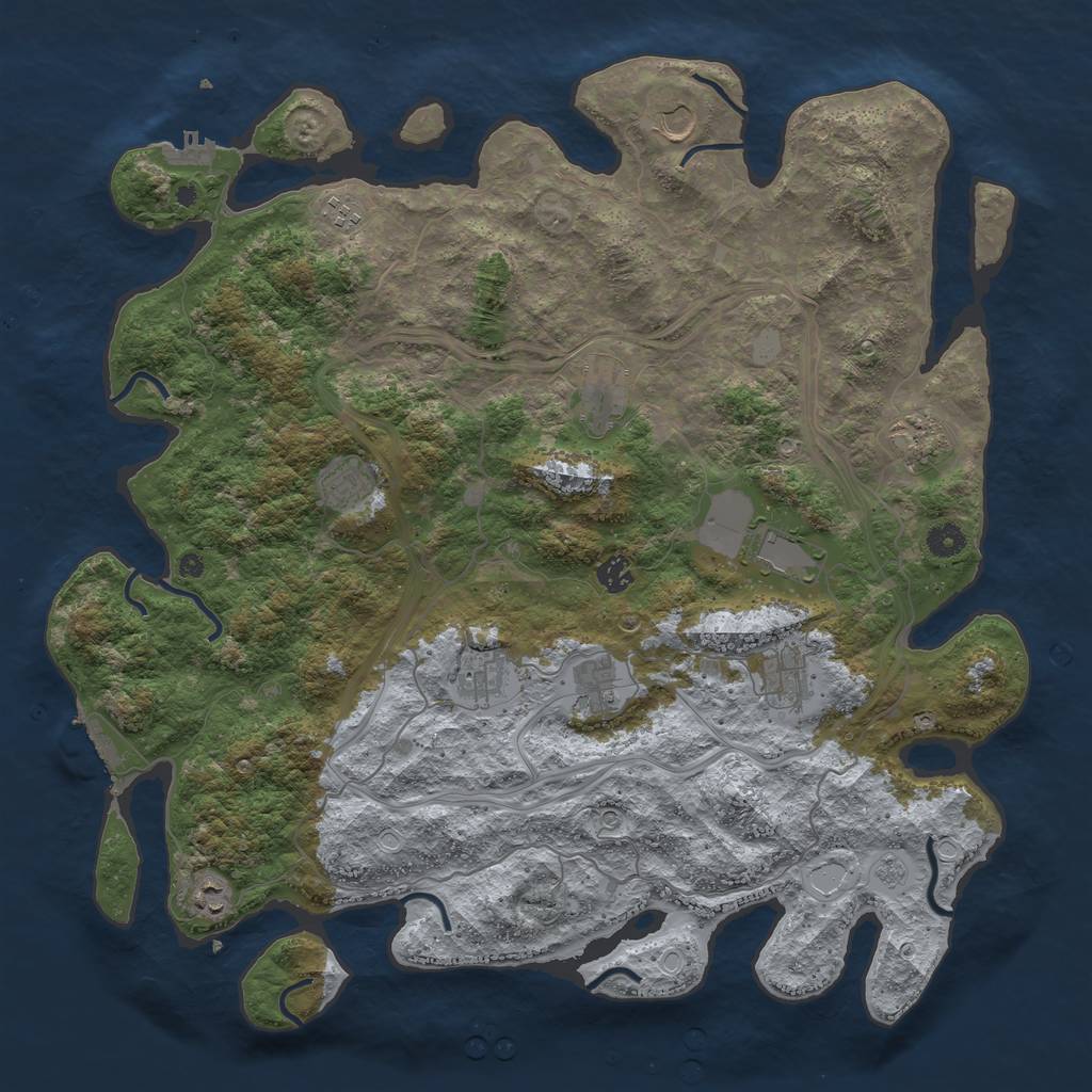 Rust Map: Procedural Map, Size: 4500, Seed: 888666, 20 Monuments