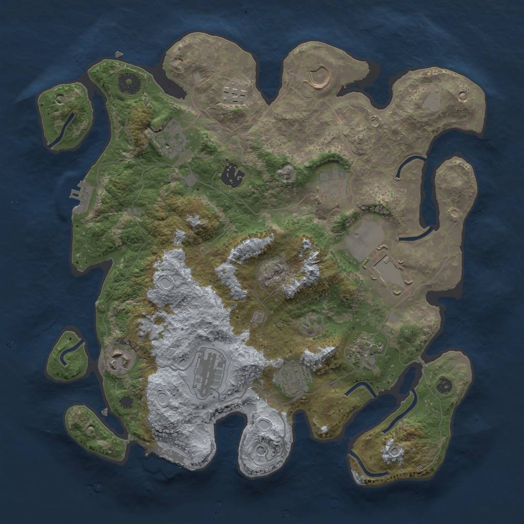 Rust Map: Procedural Map, Size: 3500, Seed: 1743953032, 18 Monuments