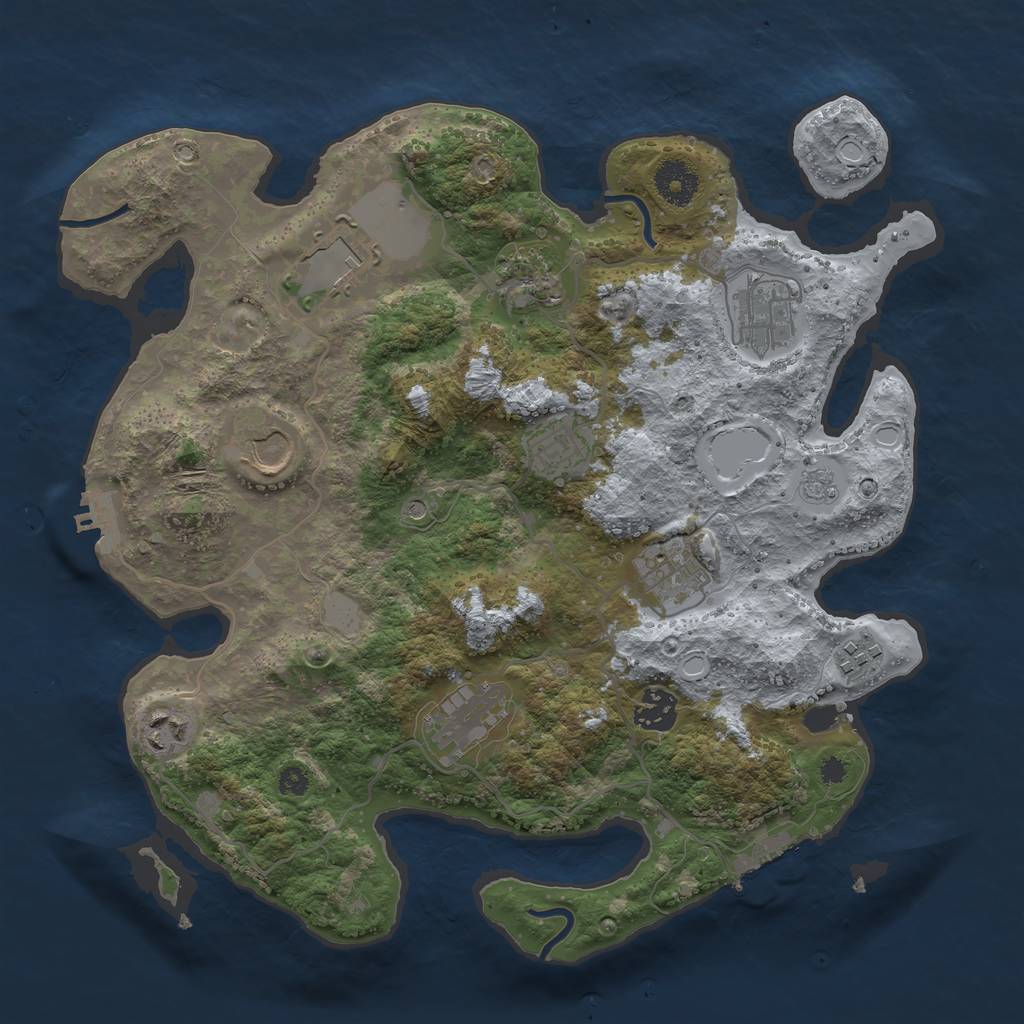 Rust Map: Procedural Map, Size: 3500, Seed: 333826929, 19 Monuments