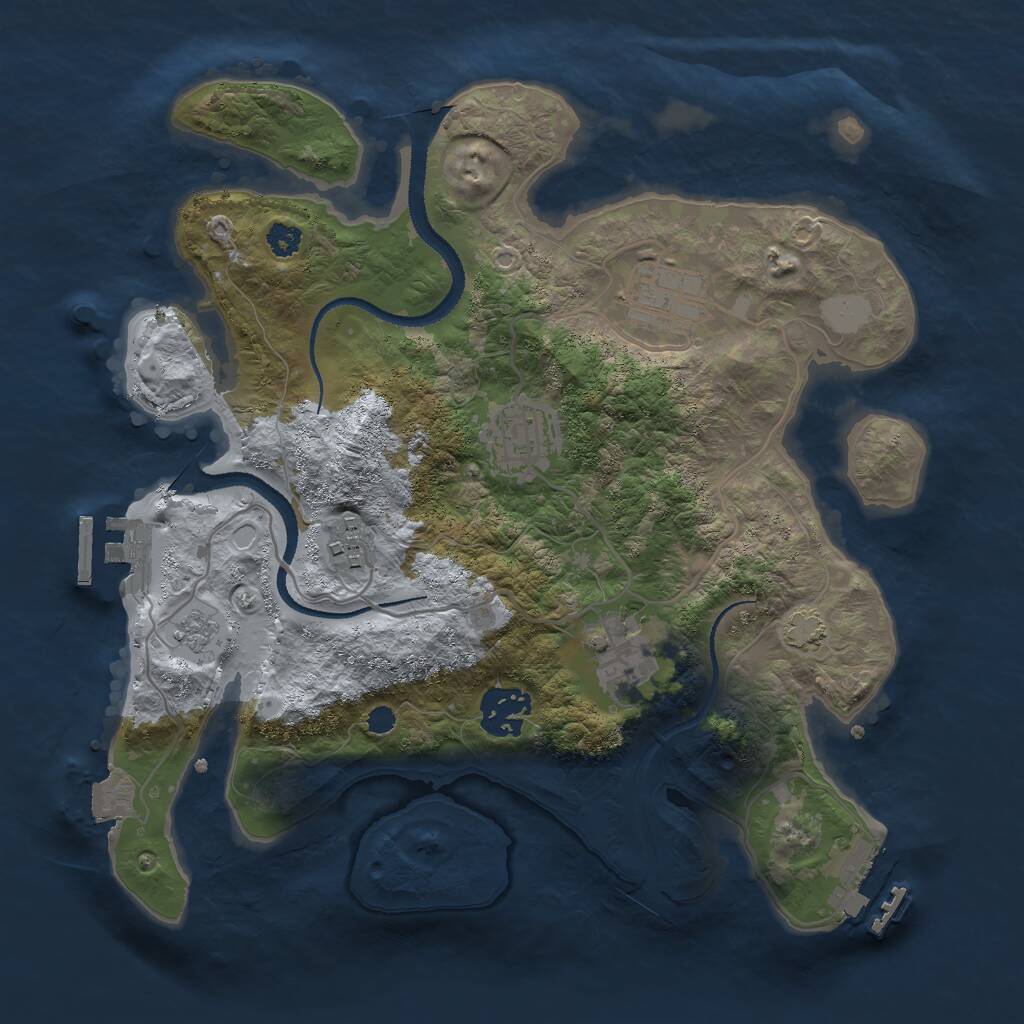 Rust Map: Procedural Map, Size: 3000, Seed: 174706, 10 Monuments