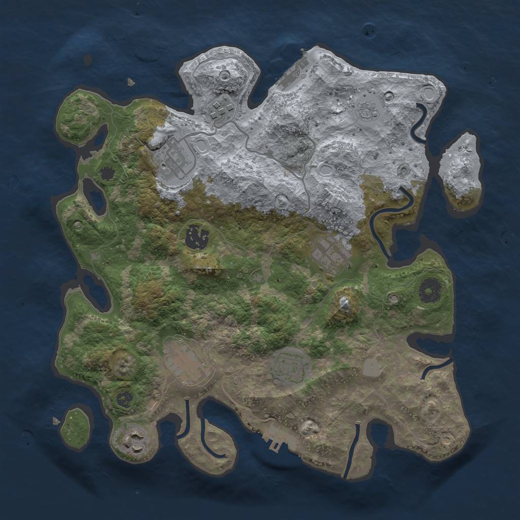 Rust Map: Procedural Map, Size: 3200, Seed: 17434385, 15 Monuments