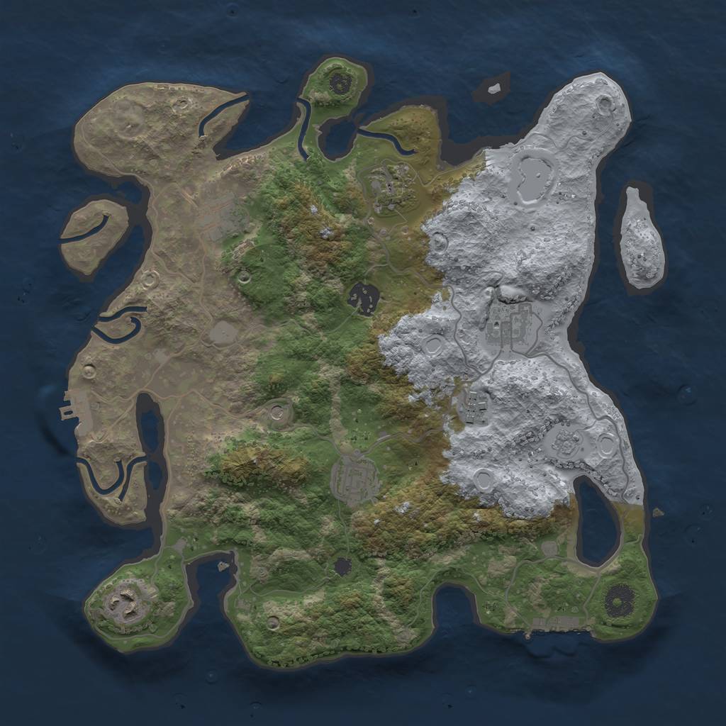 Rust Map: Procedural Map, Size: 3400, Seed: 1985642113, 16 Monuments