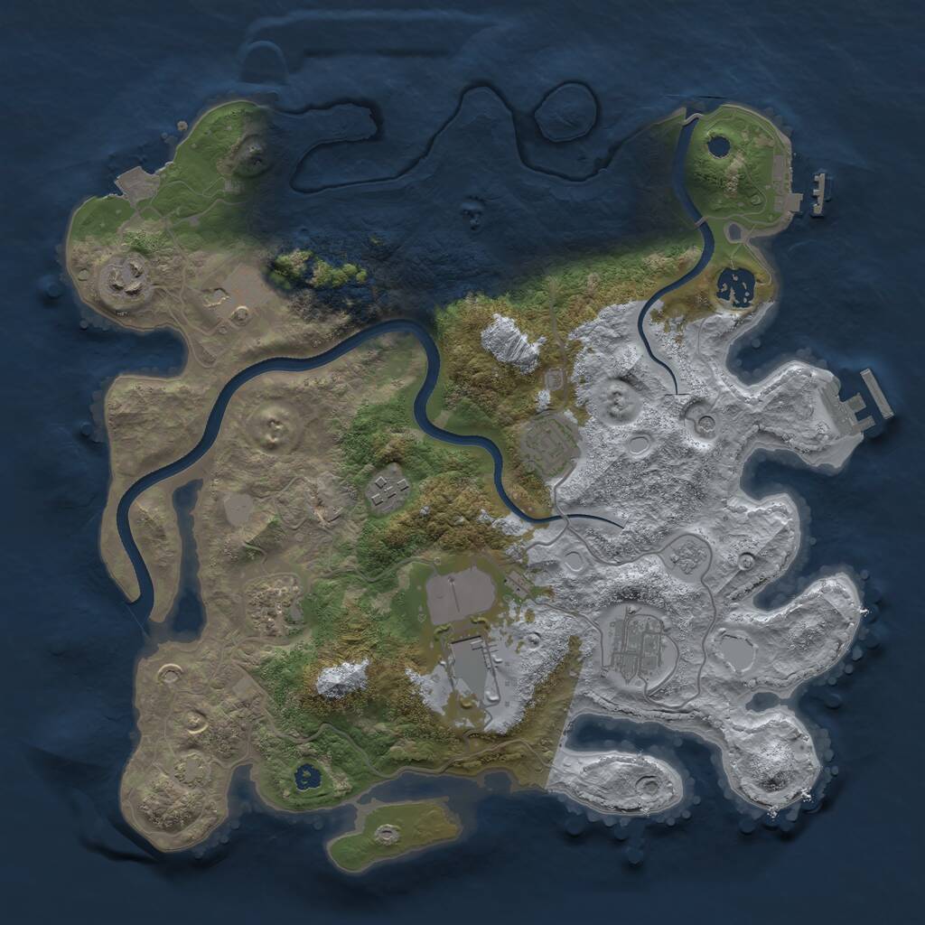 Rust Map: Procedural Map, Size: 3500, Seed: 5736, 14 Monuments
