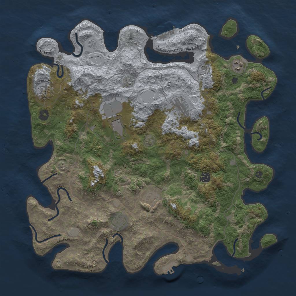 Rust Map: Procedural Map, Size: 4096, Seed: 520842310, 17 Monuments