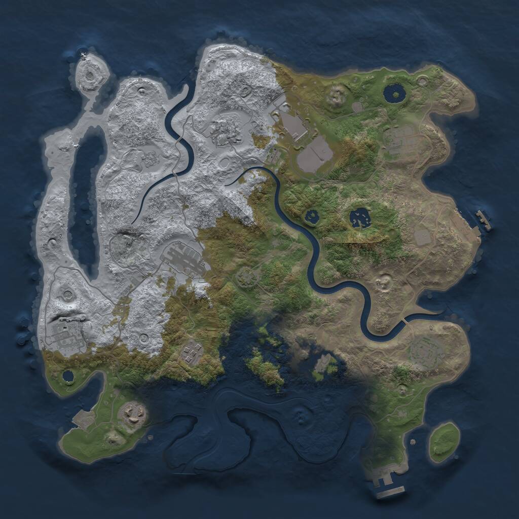 Rust Map: Procedural Map, Size: 3700, Seed: 814598, 16 Monuments
