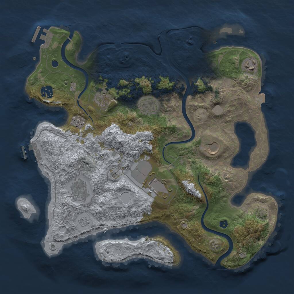 Rust Map: Procedural Map, Size: 3500, Seed: 868441739, 14 Monuments