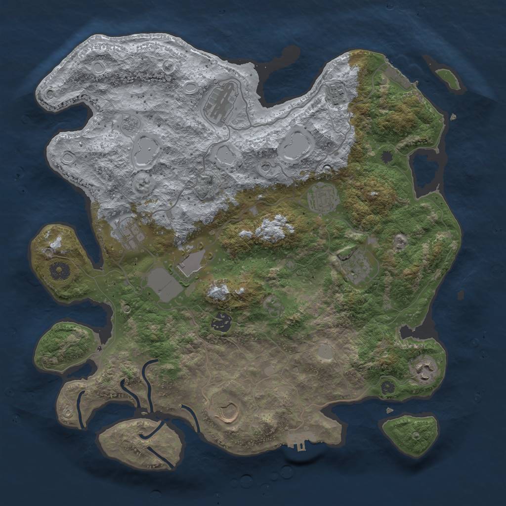 Rust Map: Procedural Map, Size: 3800, Seed: 616255707, 18 Monuments