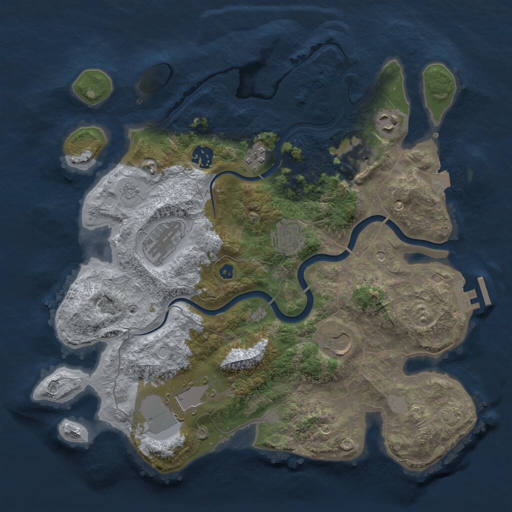 Rust Map: Procedural Map, Size: 3500, Seed: 1102262622, 13 Monuments