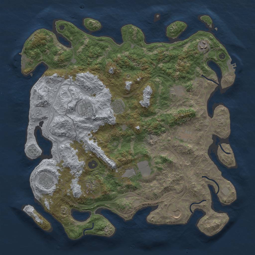 Rust Map: Procedural Map, Size: 4250, Seed: 908017176, 19 Monuments