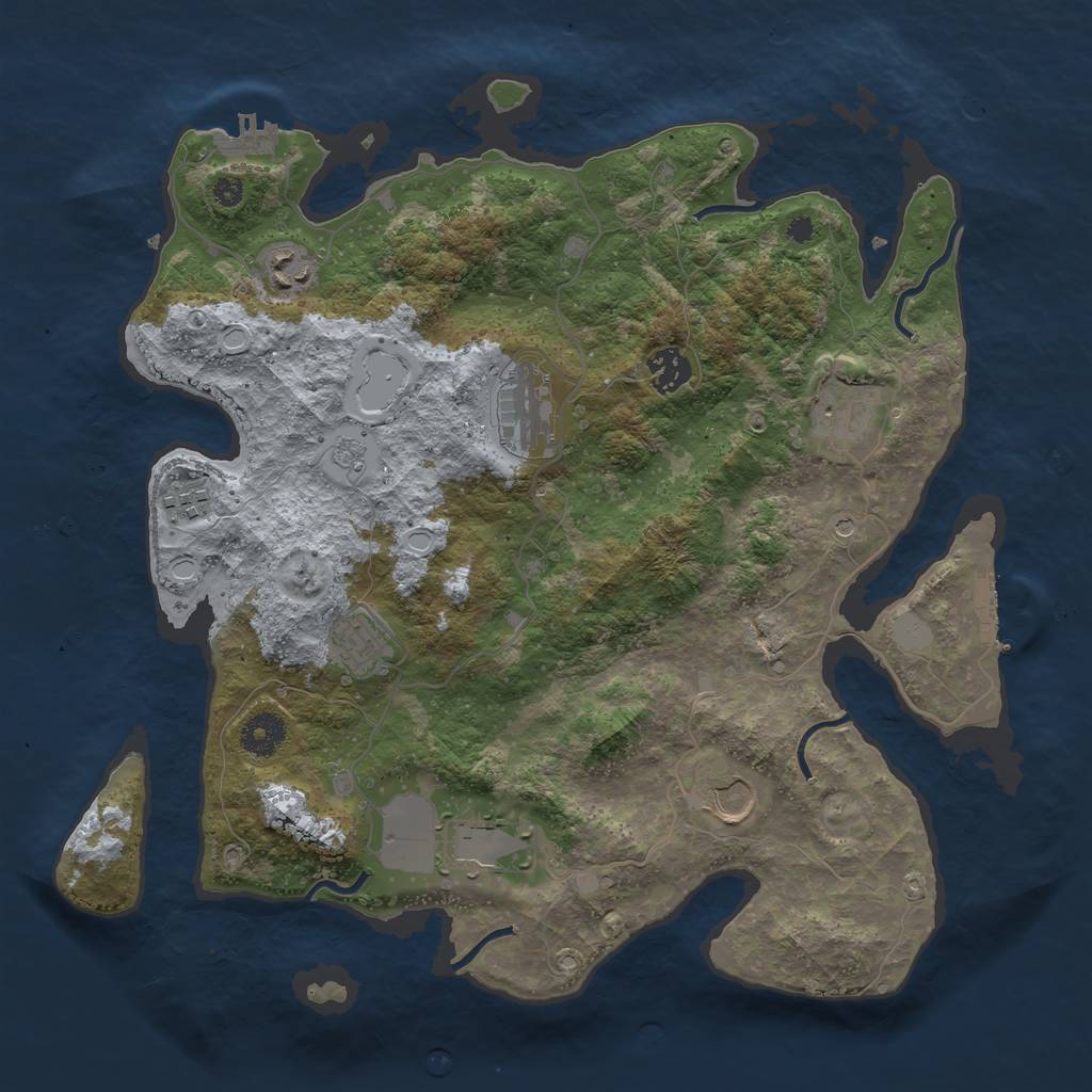 Rust Map: Procedural Map, Size: 3700, Seed: 419483744, 17 Monuments