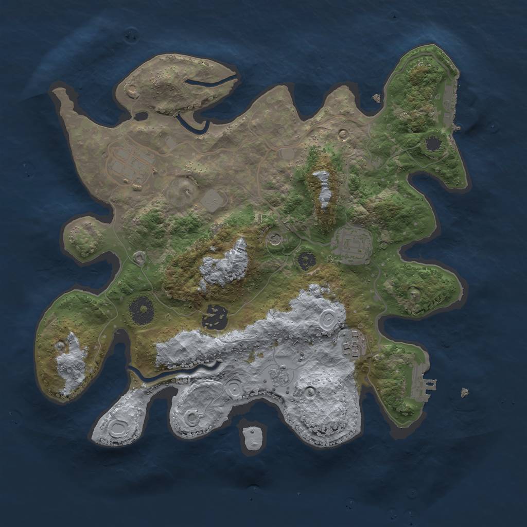 Rust Map: Procedural Map, Size: 3000, Seed: 2433240, 13 Monuments