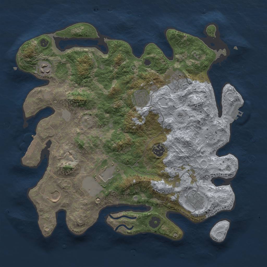 Rust Map: Procedural Map, Size: 3500, Seed: 61319128, 16 Monuments