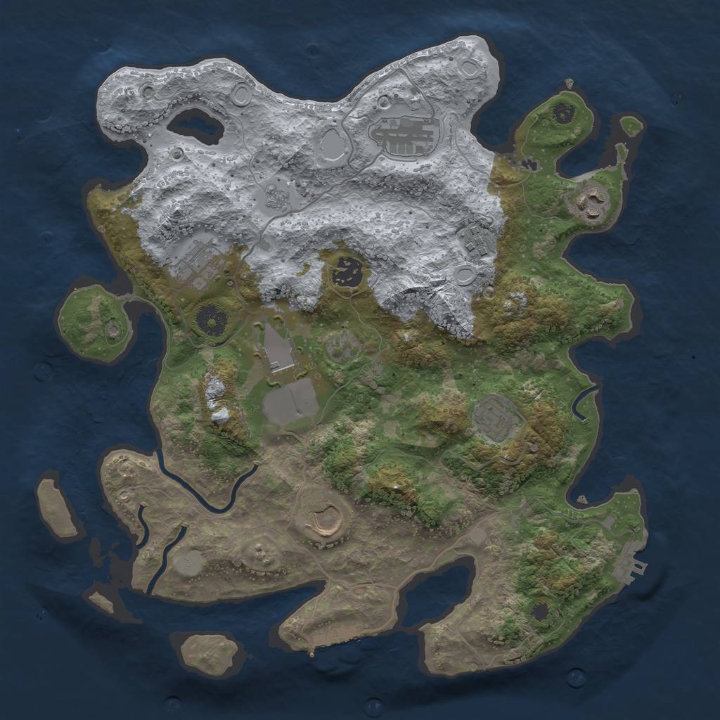 Rust Map: Procedural Map, Size: 3500, Seed: 1482215913, 16 Monuments