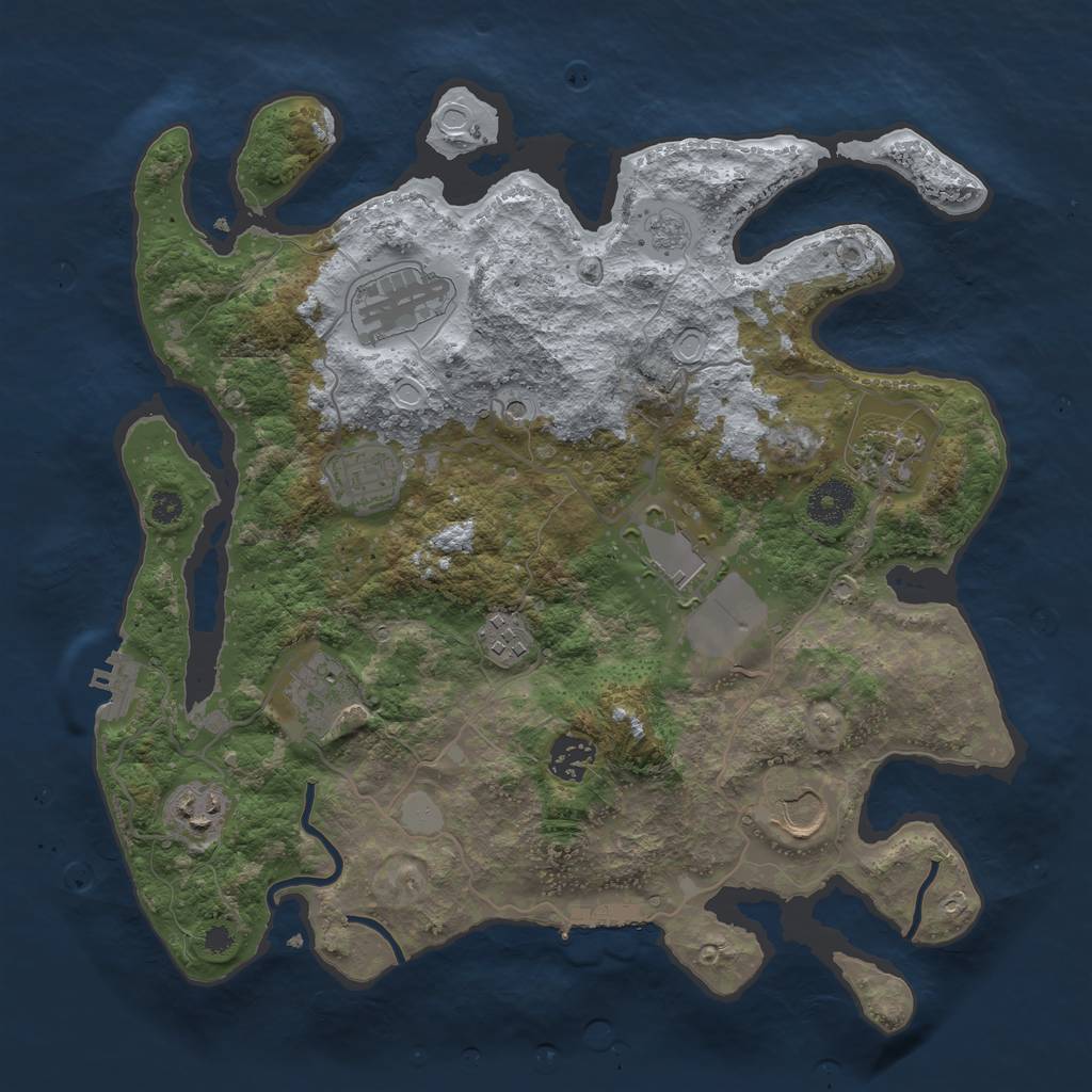 Rust Map: Procedural Map, Size: 3500, Seed: 6120357, 18 Monuments