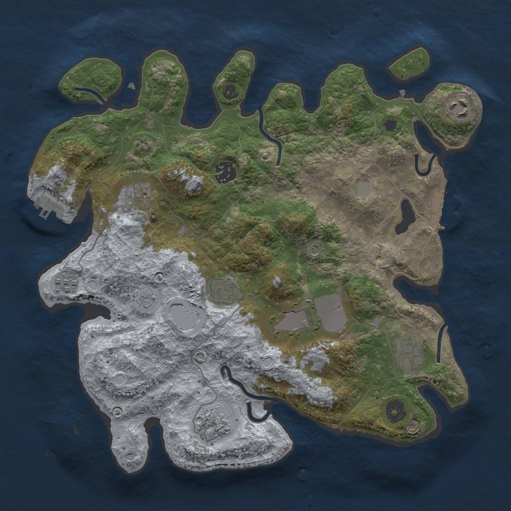 Rust Map: Procedural Map, Size: 3500, Seed: 832861094, 17 Monuments