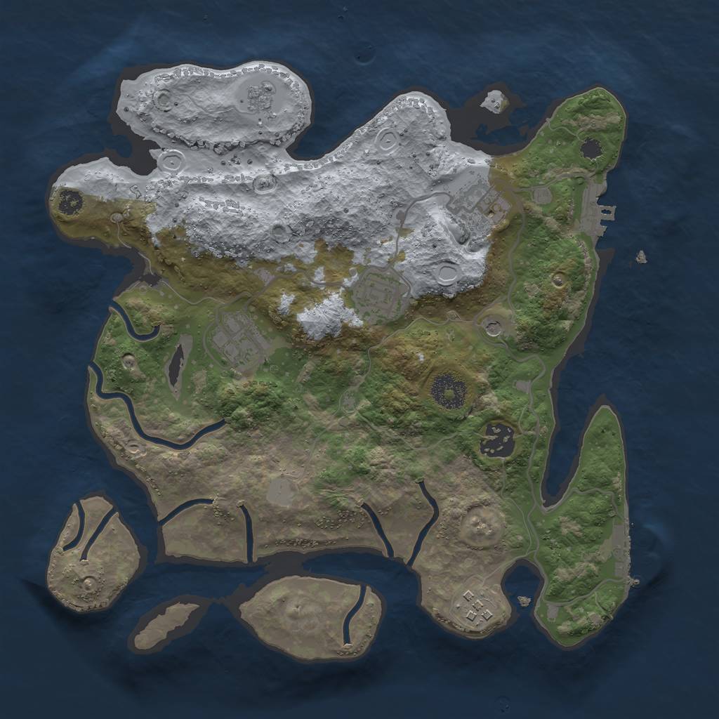 Rust Map: Procedural Map, Size: 3000, Seed: 464370490, 14 Monuments